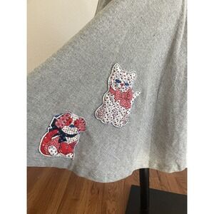 Vintage 1970s A Line‎ Wool Skirt With Dog And Cat Quilted Decal Poodle Skirt